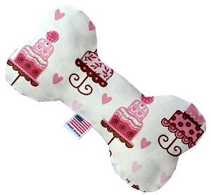 Pink Fancy Cakes Canvas Bone Dog Toy (size: 10 Inch)