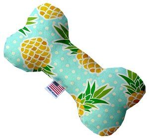 Pineapples and Polka Dots Canvas Bone Dog Toy (size: 10 Inch)