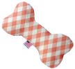 Peach Plaid Canvas Bone Dog Toy