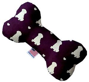 Purple Puppy Love Canvas Bone Dog Toy (size: 10 Inch)