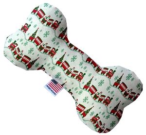 Christmas Trains Canvas Bone Dog Toy (size: 10 Inch)