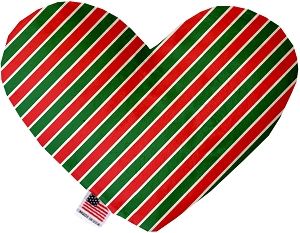 Christmas Stripes Canvas Heart Dog Toy (size: 6 Inch)