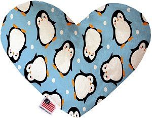 Penguins in Blue Canvas Heart Dog Toy (size: 6 Inch)