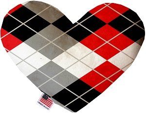 Red and Grey Argyle Canvas Heart Dog Toy (size: 6 Inch)