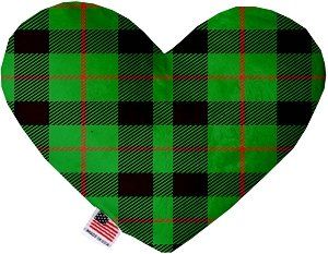 Green Plaid Canvas Heart Dog Toy (size: 6 Inch)