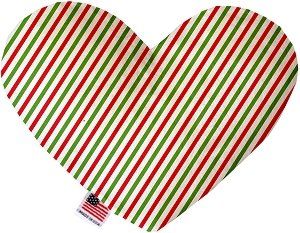 Christmas Pinstripes Canvas Heart Dog Toy (size: 6 Inch)