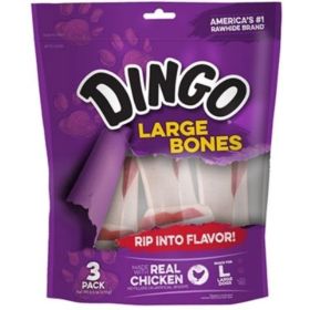 Dingo Meat in the Middle Rawhide Chew Bones (size: Large - 8.5" (3 Pack))