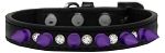 Crystal and Purple Spikes Dog Collar (size: Black Size 12)