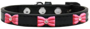 Pink Glitter Bow Widget Dog Collar