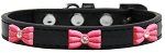 Pink Glitter Bow Widget Dog Collar (size: Black Size 12)