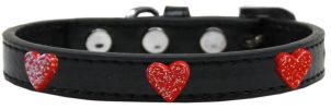 Red Glitter Heart Widget Dog Collar