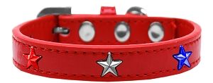 Red, White and Blue Stars Widget Dog Collar (size: Red Size 12)