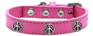 Peace Sign Widget Dog Collar (size: Bright Pink Size 12)