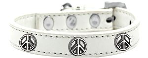 Peace Sign Widget Dog Collar (size: White Size 12)