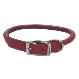 Circle T Oak Tanned Leather Round Dog Collar (size: Red - 20" Neck)