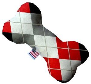 Red and Grey Argyle Bone Dog Toy (size: 8 Inch)