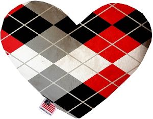 Red and Grey Argyle Heart Dog Toy (size: 8 Inch)