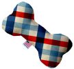 Patriotic Plaid Canvas Bone Dog Toy