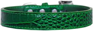 Tulsa Plain Croc Dog Collar (size: Emerald Green Size 20)