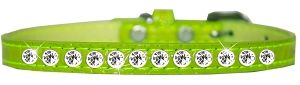 One Row Clear Jewel Croc Dog Collar (size: Lime Green Size 14)