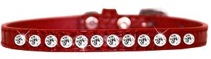 One Row Clear Jewel Croc Dog Collar (size: Red Size 14)