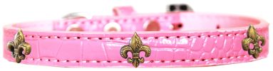 Bronze Fleur De Lis Widget Croc Dog Collar