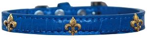 Bronze Fleur De Lis Widget Croc Dog Collar (size: Blue Size 10)