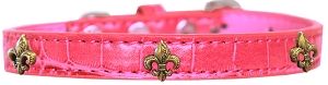 Bronze Fleur De Lis Widget Croc Dog Collar