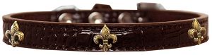 Bronze Fleur De Lis Widget Croc Dog Collar