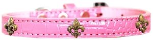 Bronze Fleur De Lis Widget Croc Dog Collar