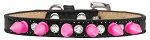 Crystal and Bright Pink Spikes Dog Collar (size: Black Ice Cream Size 12)