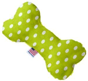 Lime Green Polka Dots Bone Dog Toy (size: 10 Inch)