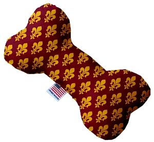 Maroon Fleur de Lis Bone Dog Toy (size: 8 Inch)