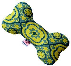 Blue and Yellow Moroccan Patterned Bone Dog Toy (size: 6 Inch)