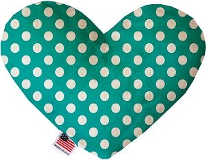 Seafoam Green Swiss Dots Canvas Heart Dog Toy (size: 8 Inch)