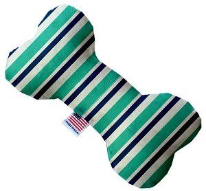 Aquatic Stripes Canvas Bone Dog Toy (size: 6 Inch)