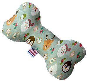 Gray Christmas Party Canvas Bone Dog Toy (size: 10 Inch)