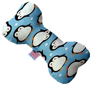 Penguins in Blue Canvas Bone Dog Toy (size: 8 Inch)