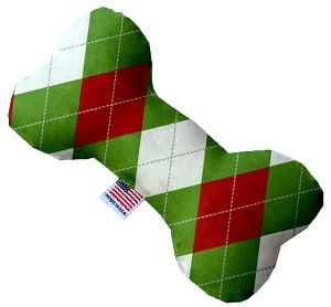 Christmas Argyle Canvas Bone Dog Toy (size: 8 Inch)