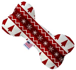 Red Classic Christmas Canvas Bone Dog Toy (size: 8 Inch)