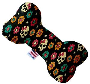 Sugar She Skulls Canvas Bone Dog Toy (size: 6 Inch)