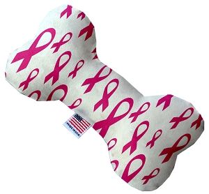 Pink Ribbons Canvas Bone Dog Toy (size: 6 Inch)