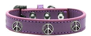 Peace Sign Widget Dog Collar (size: Lavender Size 20)