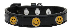 Happy Face Widget Dog Collar (size: Black Size 20)