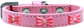 Pink Glitter Bow Widget Dog Collar