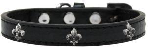 Silver Fleur De Lis Widget Dog Collar