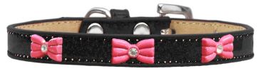 Pink Glitter Bow Widget Dog Collar