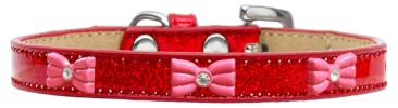 Pink Glitter Bow Widget Dog Collar