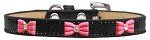 Pink Glitter Bow Widget Dog Collar (size: Black Ice Cream Size 20)