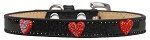 Red Glitter Heart Widget Dog Collar (size: Black Ice Cream Size 20)